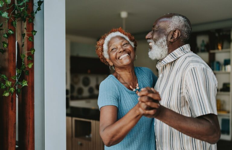 Senior couple enjoying the benefits of dancing together