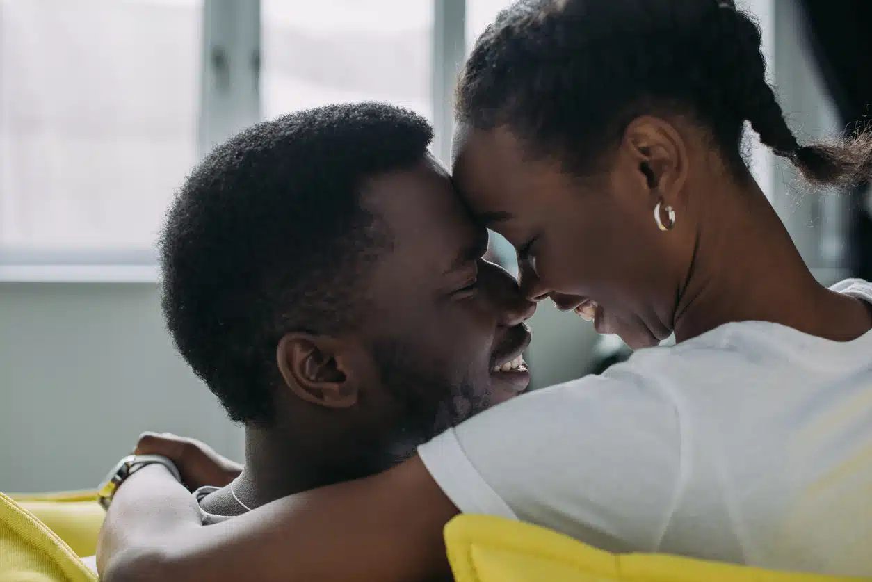 Happy intimate couple