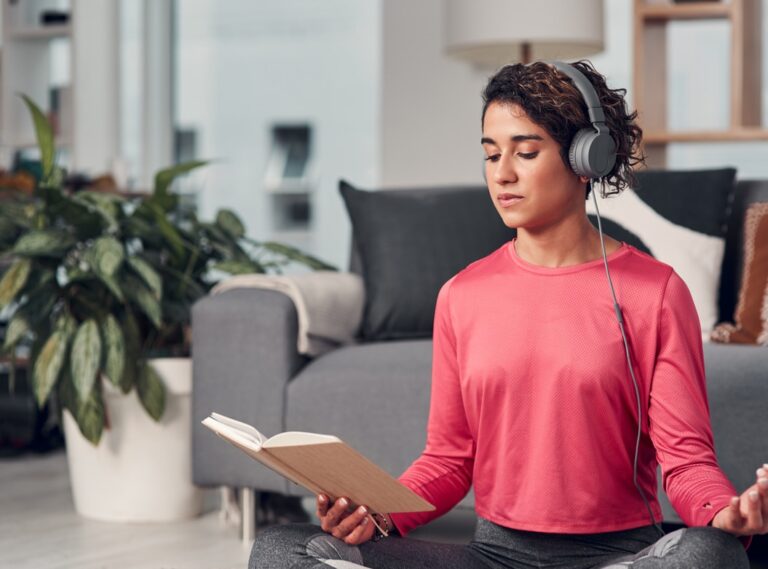 Student using exercise for her mental health during exam and study season