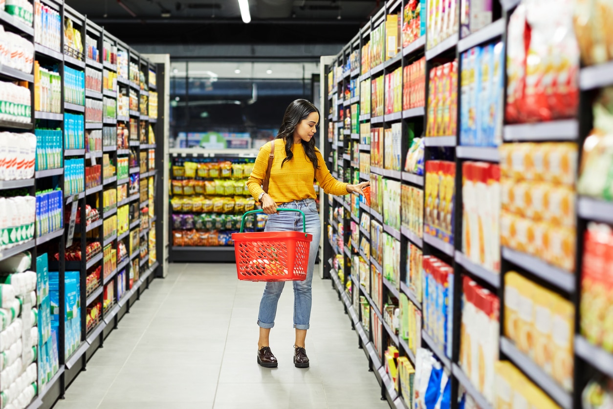 Consumer in the store looking for deals