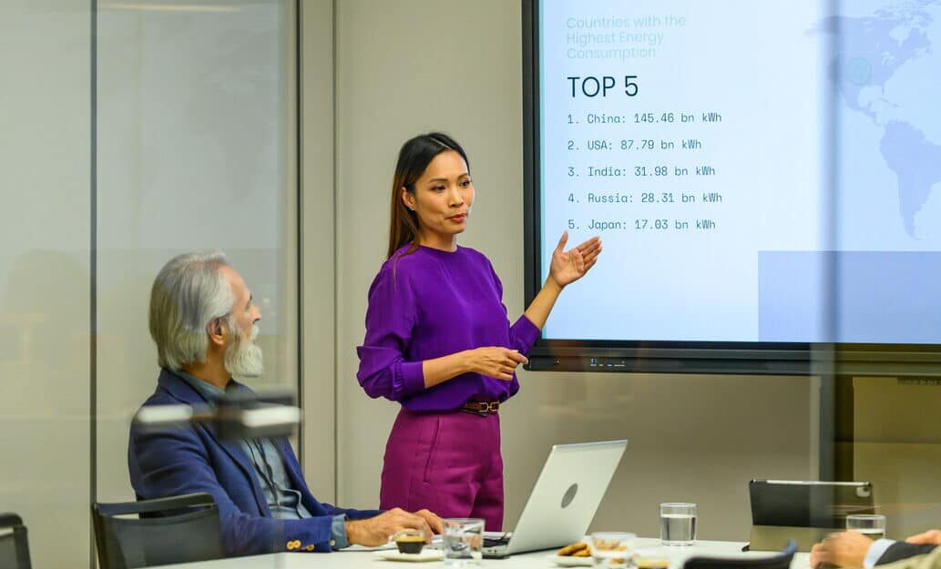 Business Leader showing how her efforts have resulted in social innovation
