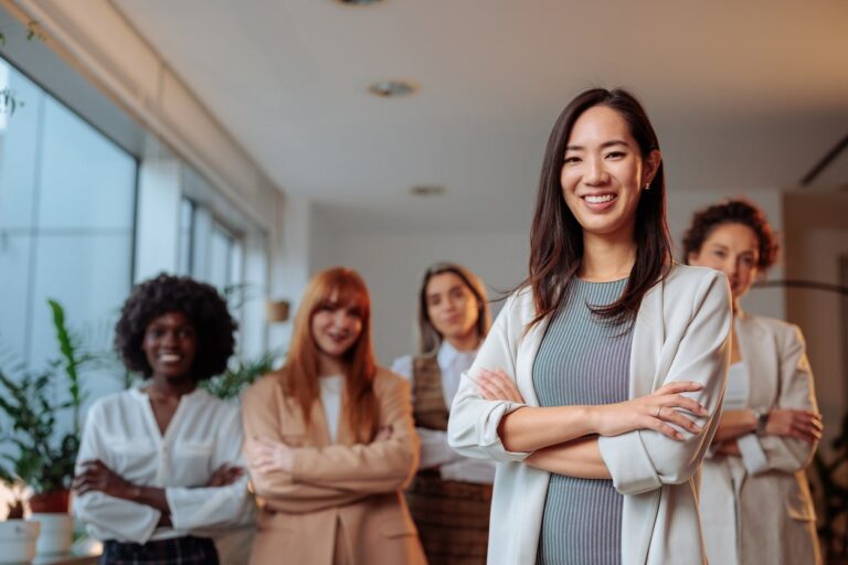 Happy business women in the office
